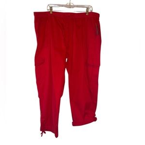 NWT Women's Northcrest Red/Tango Red Roll Hem Lightweight Cargo Pant 22w